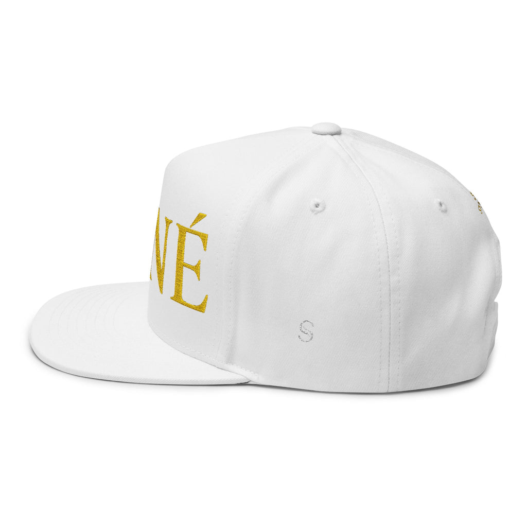 Flat Bill Cap — SYNÉ Embroidered Gold Logo Snapback