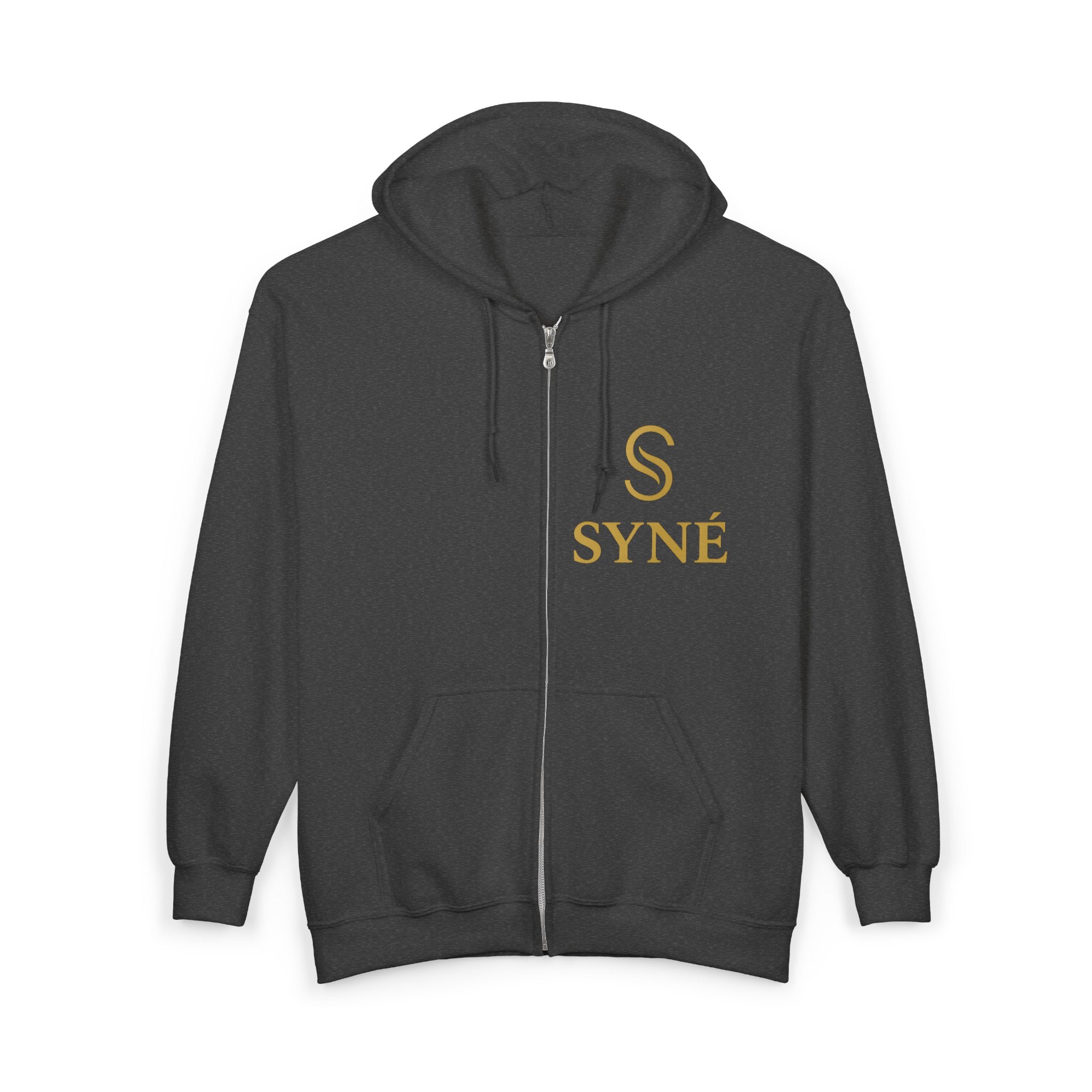 SYNÉ logo zip hoodie | black gold emblem, The Essence of Balance