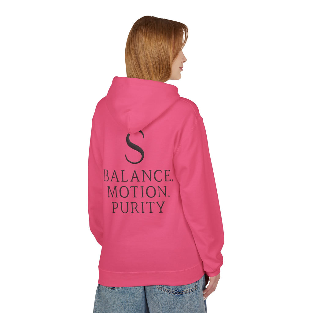 Balance Motion Purity Hoodie — Minimalist Symbol Sweatshirt