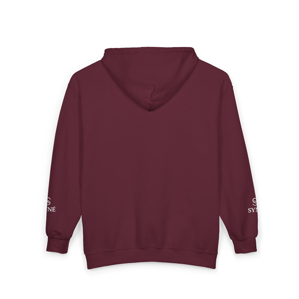 Monogram 'S' Full-Zip Hoodie — Personalized Minimalist Maroon Sweatshirt
