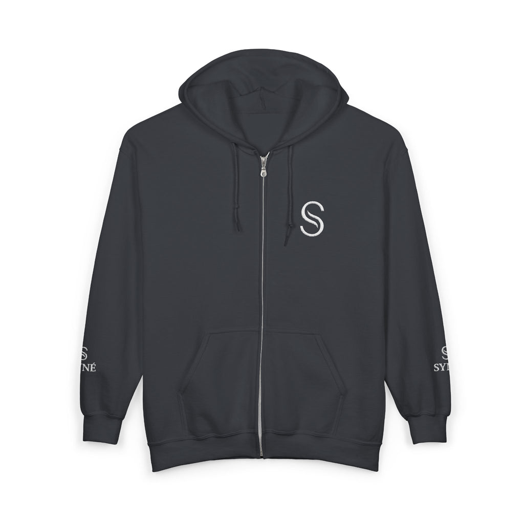 Monogram 'S' Full-Zip Hoodie — Personalized Minimalist Maroon Sweatshirt