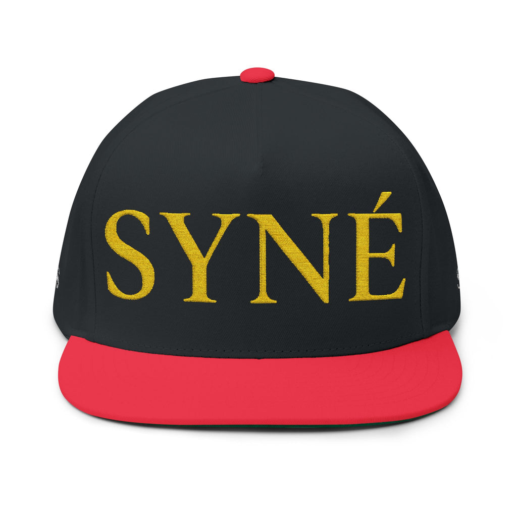 Flat Bill Cap — SYNÉ Embroidered Gold Logo Snapback