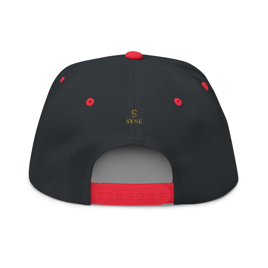 Flat Bill Cap — SYNÉ Embroidered Gold Logo Snapback
