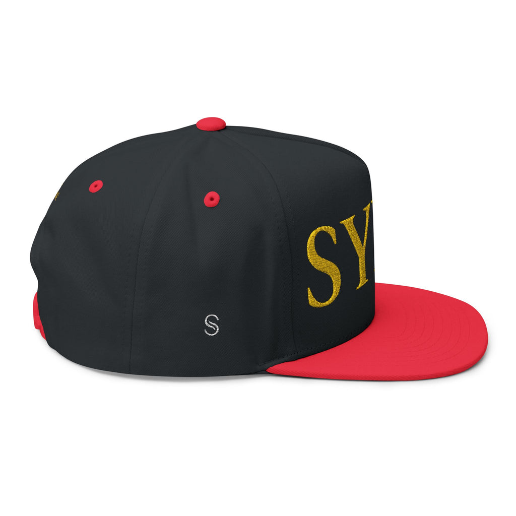 Flat Bill Cap — SYNÉ Embroidered Gold Logo Snapback
