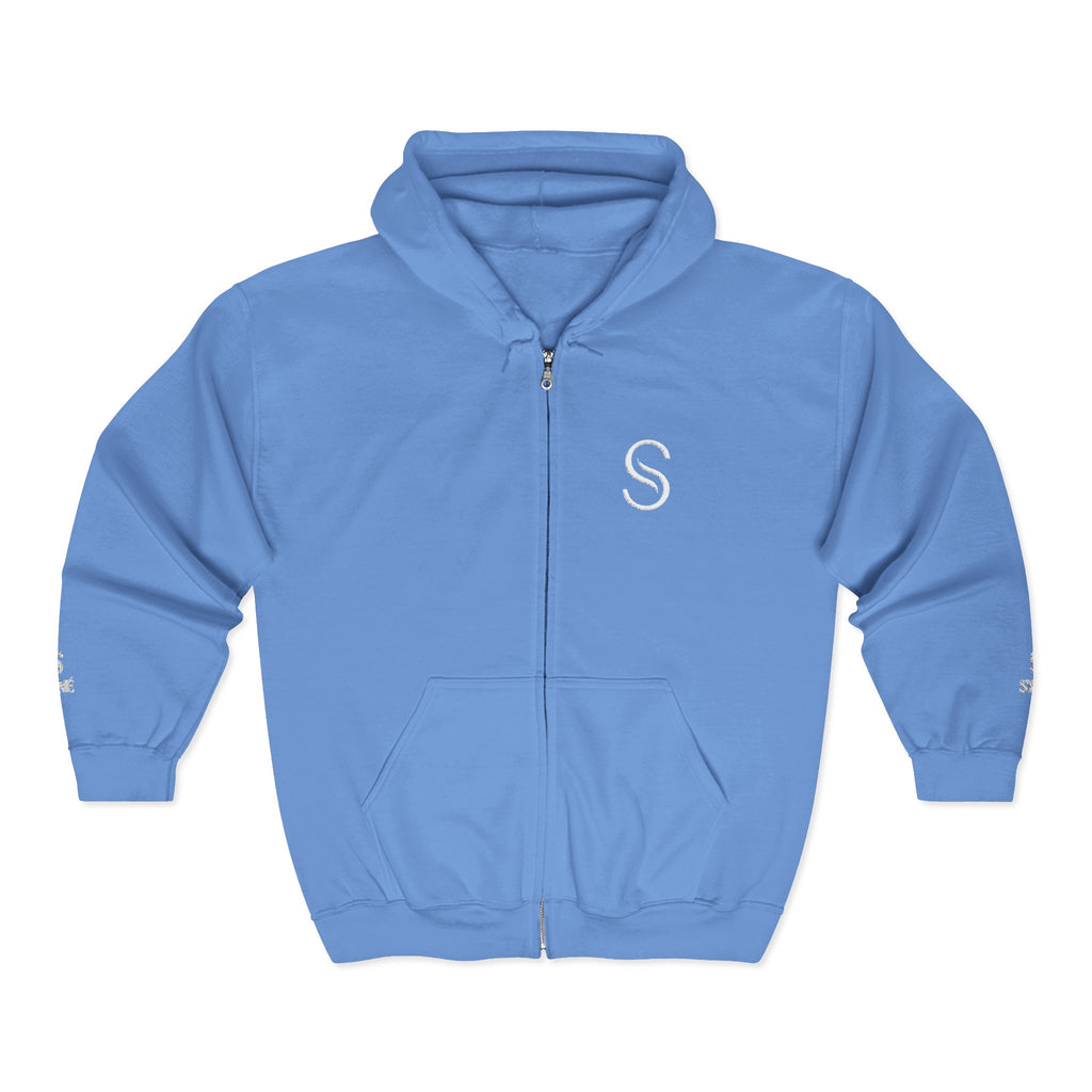 Monogram 'S' Full-Zip Hoodie — Personalized Minimalist Maroon Sweatshirt