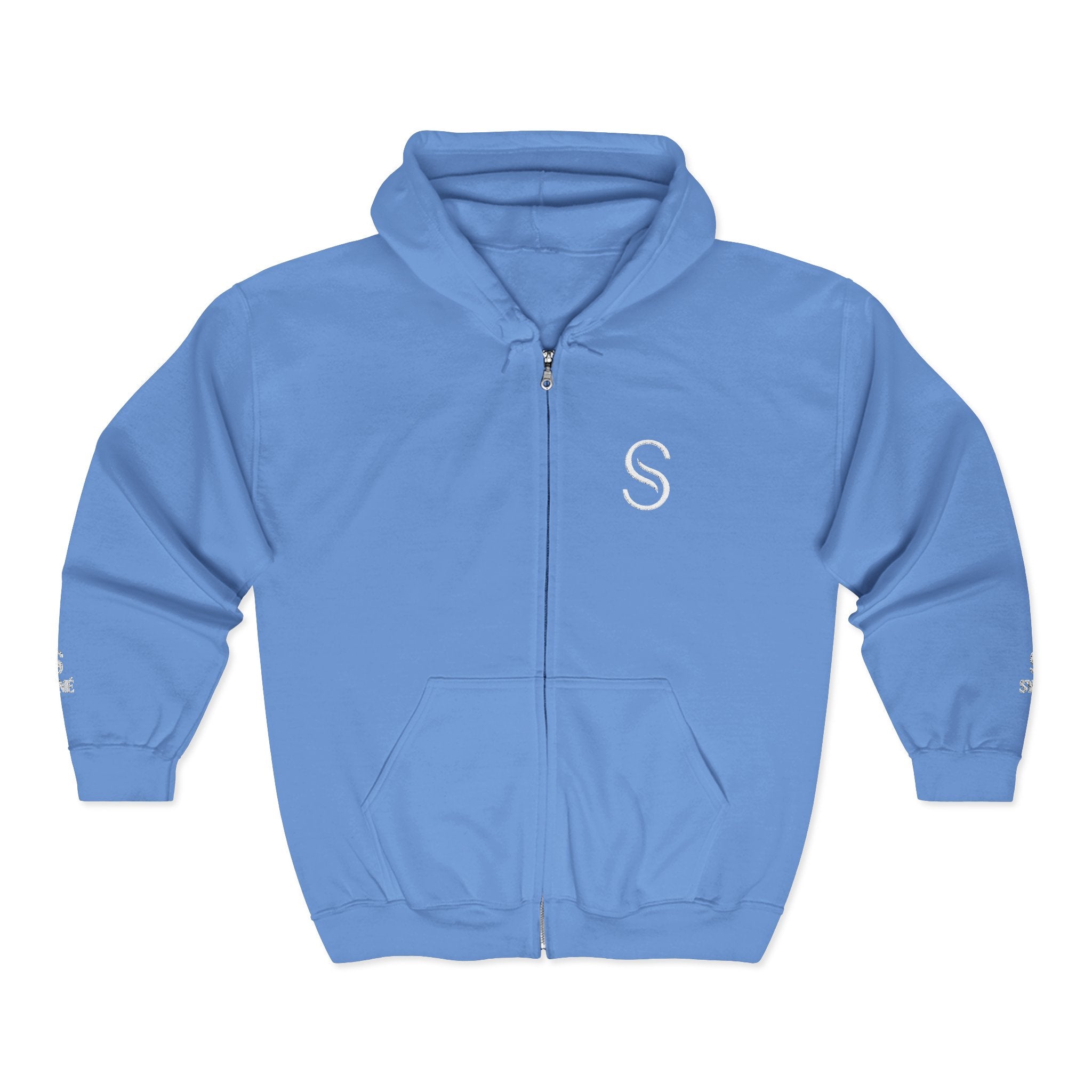 Monogram 'S' Full-Zip Hoodie — Personalized Minimalist Maroon Sweatshirt