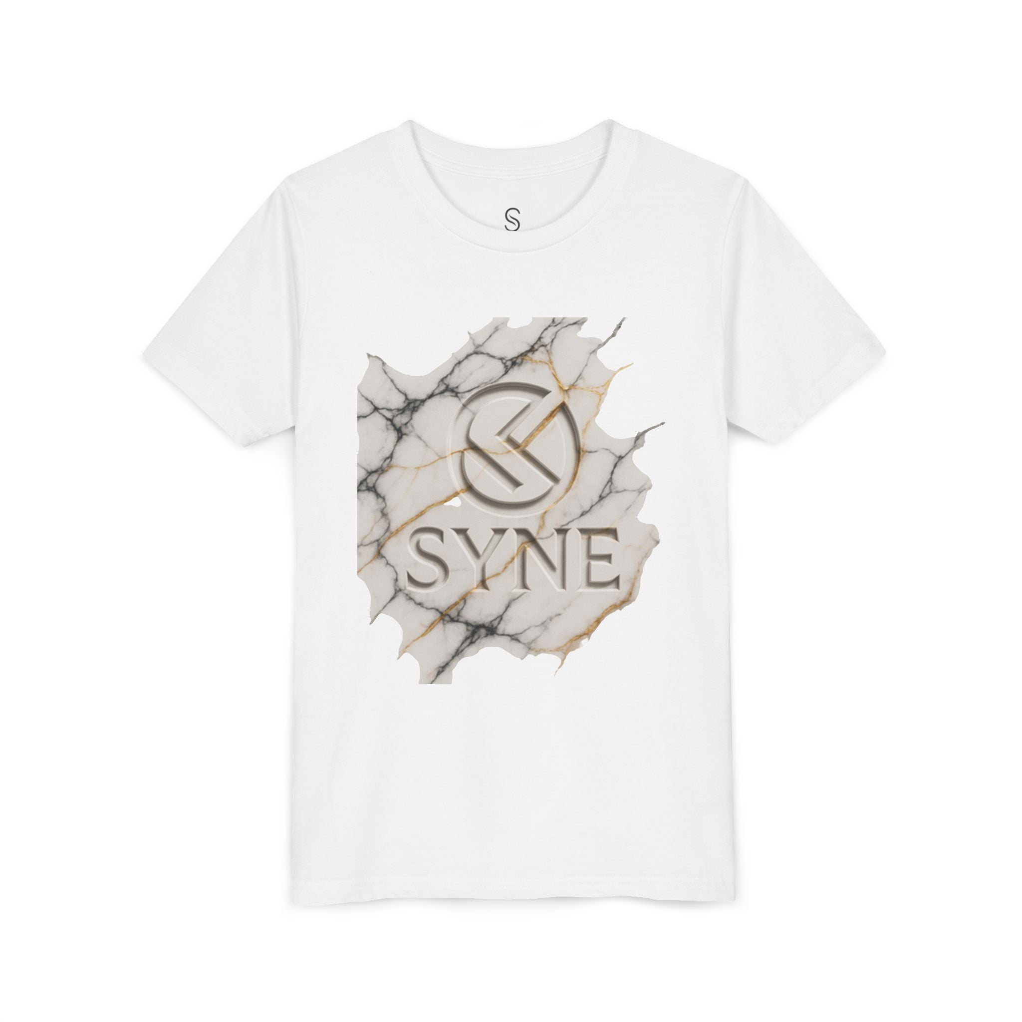 Youth Tee - Marble Gold SYNE Logo Graphic Shirt
