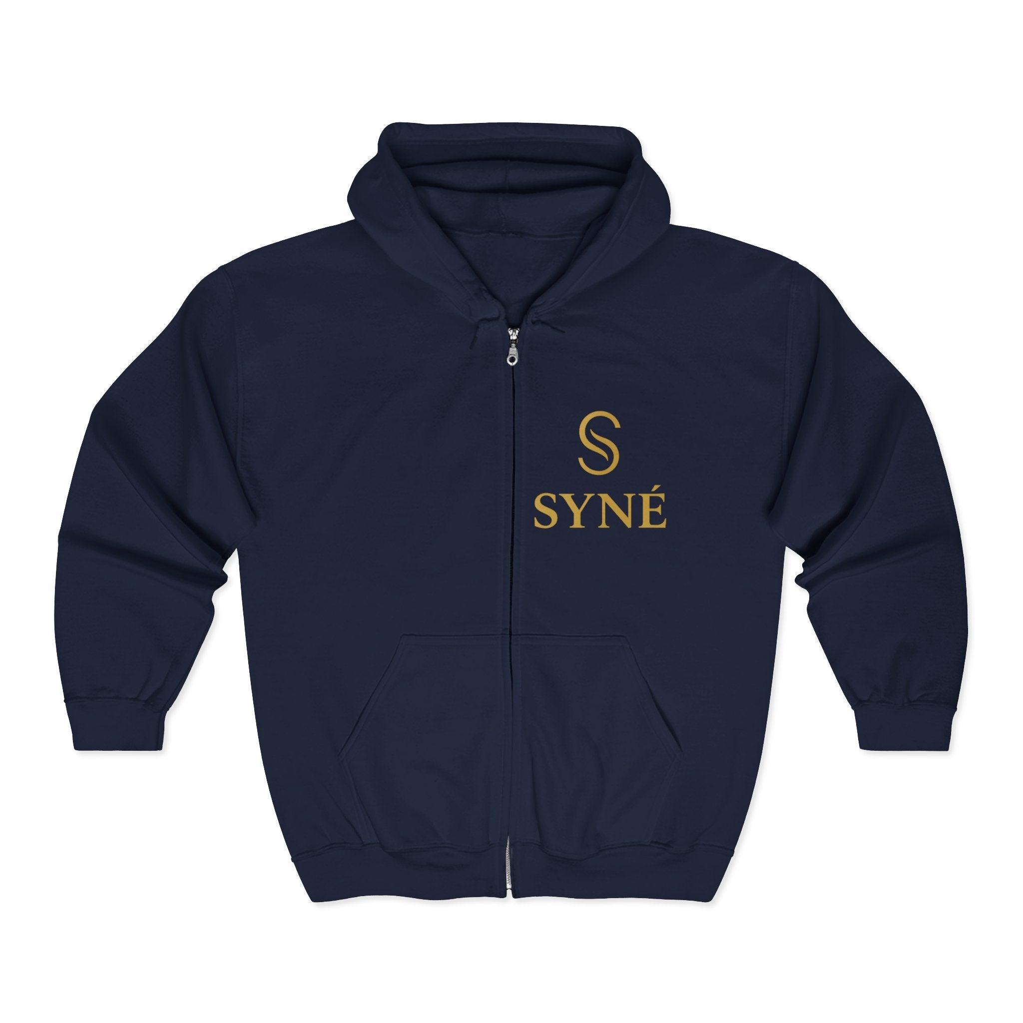 SYNÉ logo zip hoodie | black gold emblem, The Essence of Balance