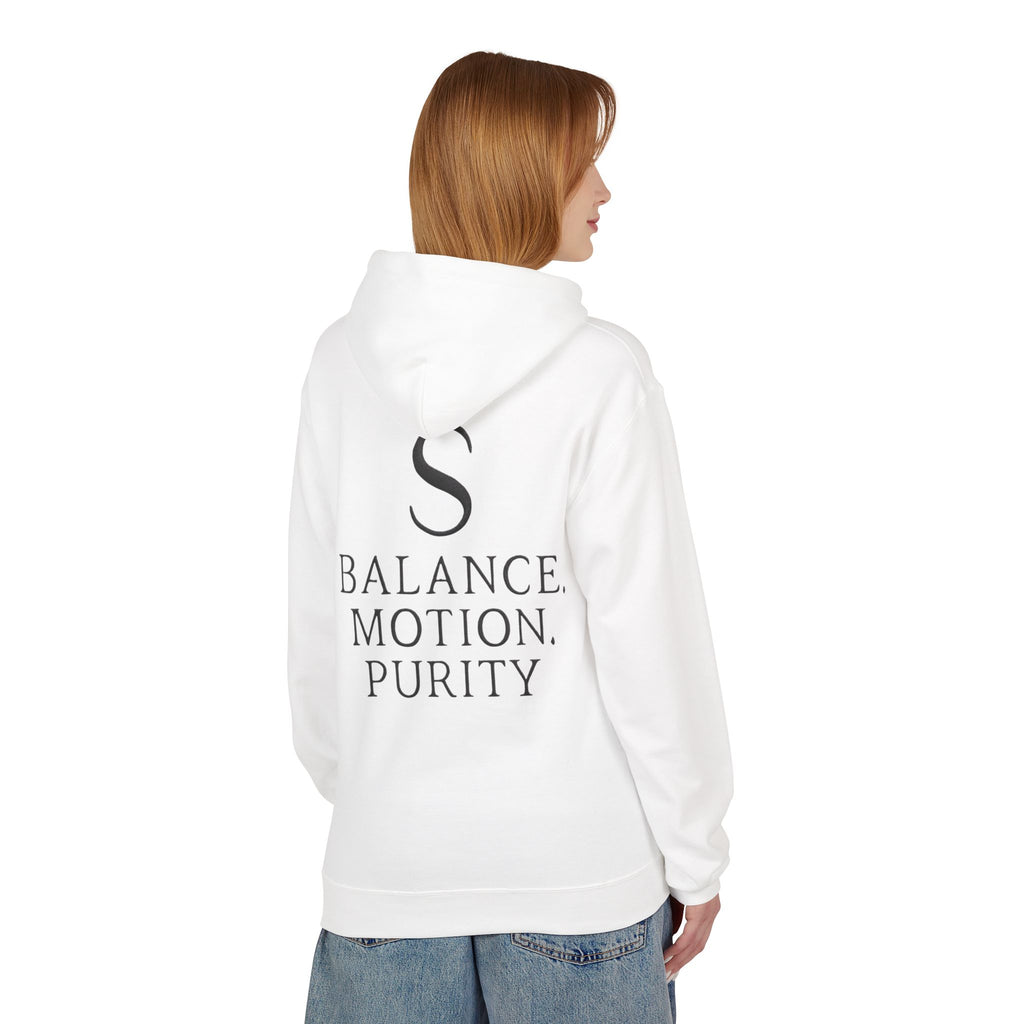 Balance Motion Purity Hoodie — Minimalist Symbol Sweatshirt