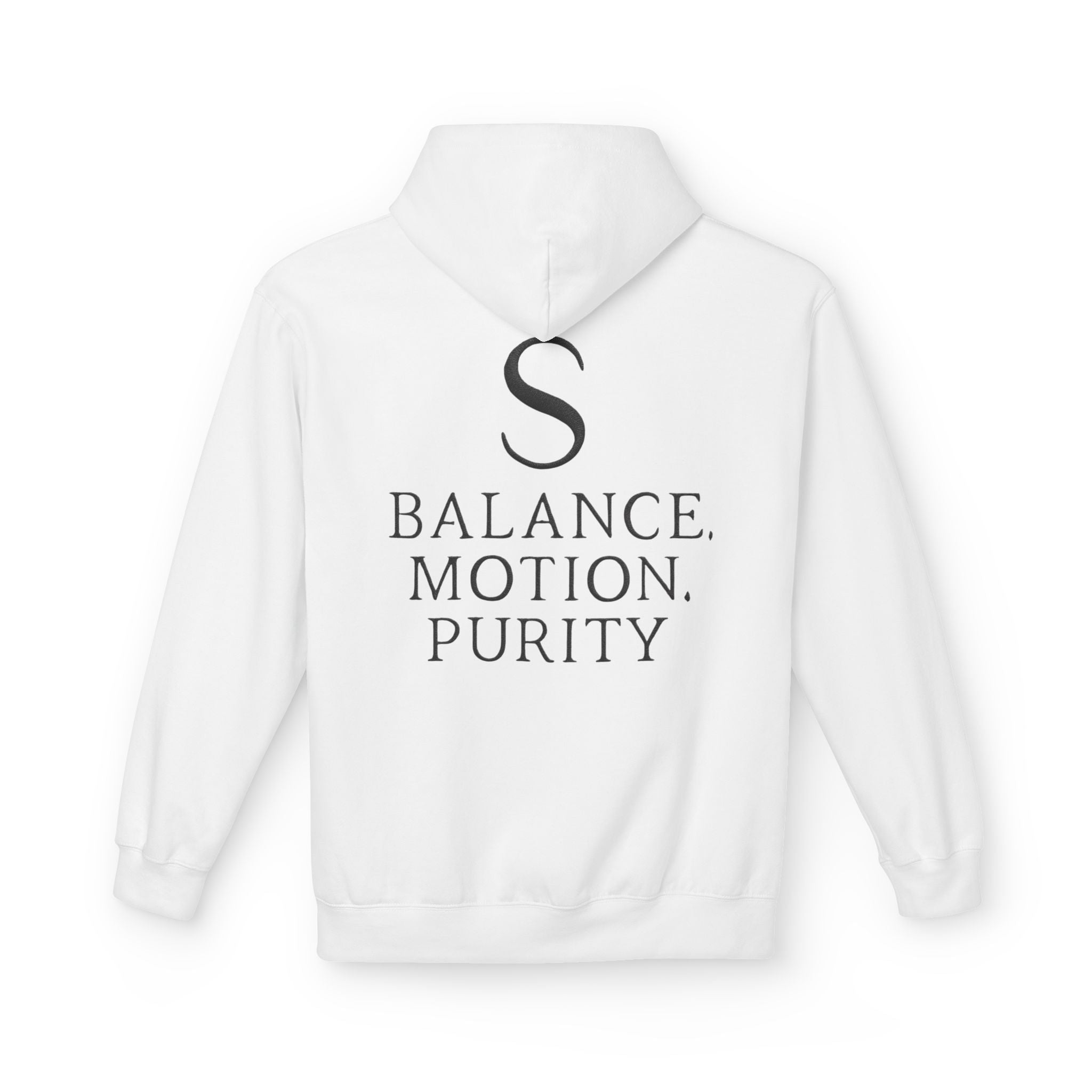 Balance Motion Purity Hoodie — Minimalist Symbol Sweatshirt