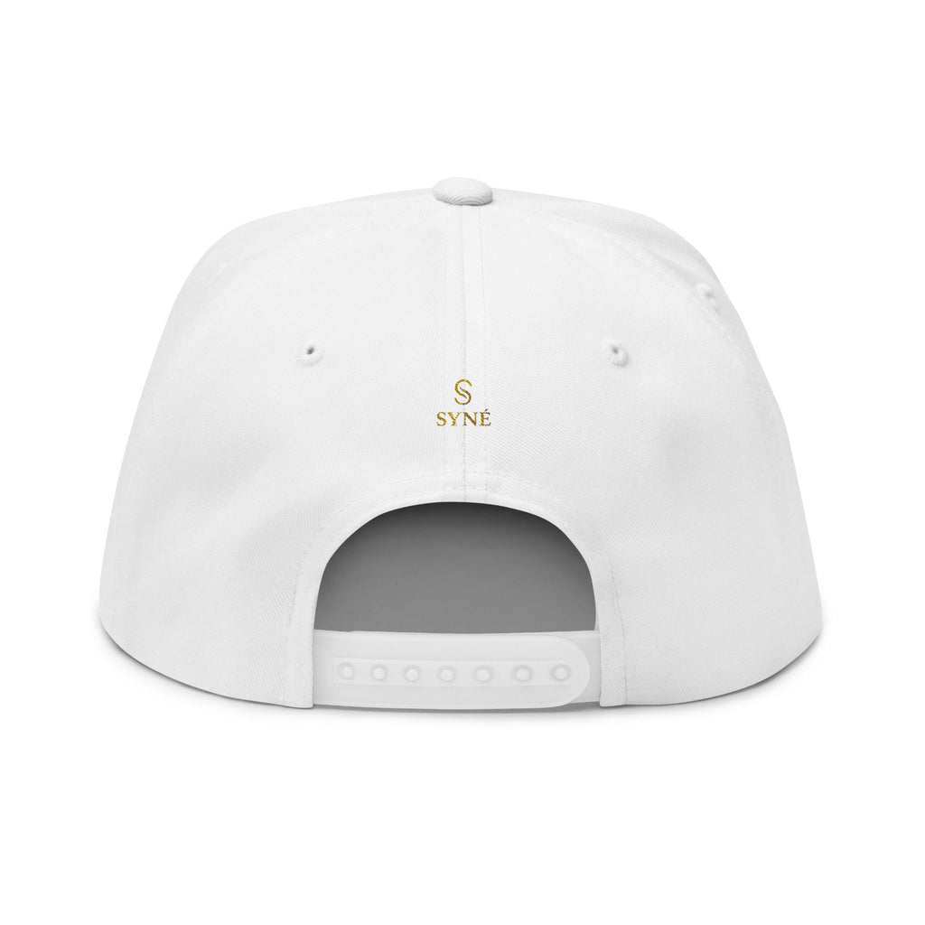 Flat Bill Cap — SYNÉ Embroidered Gold Logo Snapback