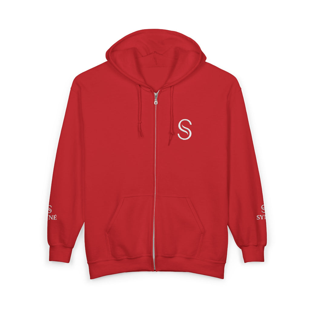 Monogram 'S' Full-Zip Hoodie — Personalized Minimalist Maroon Sweatshirt