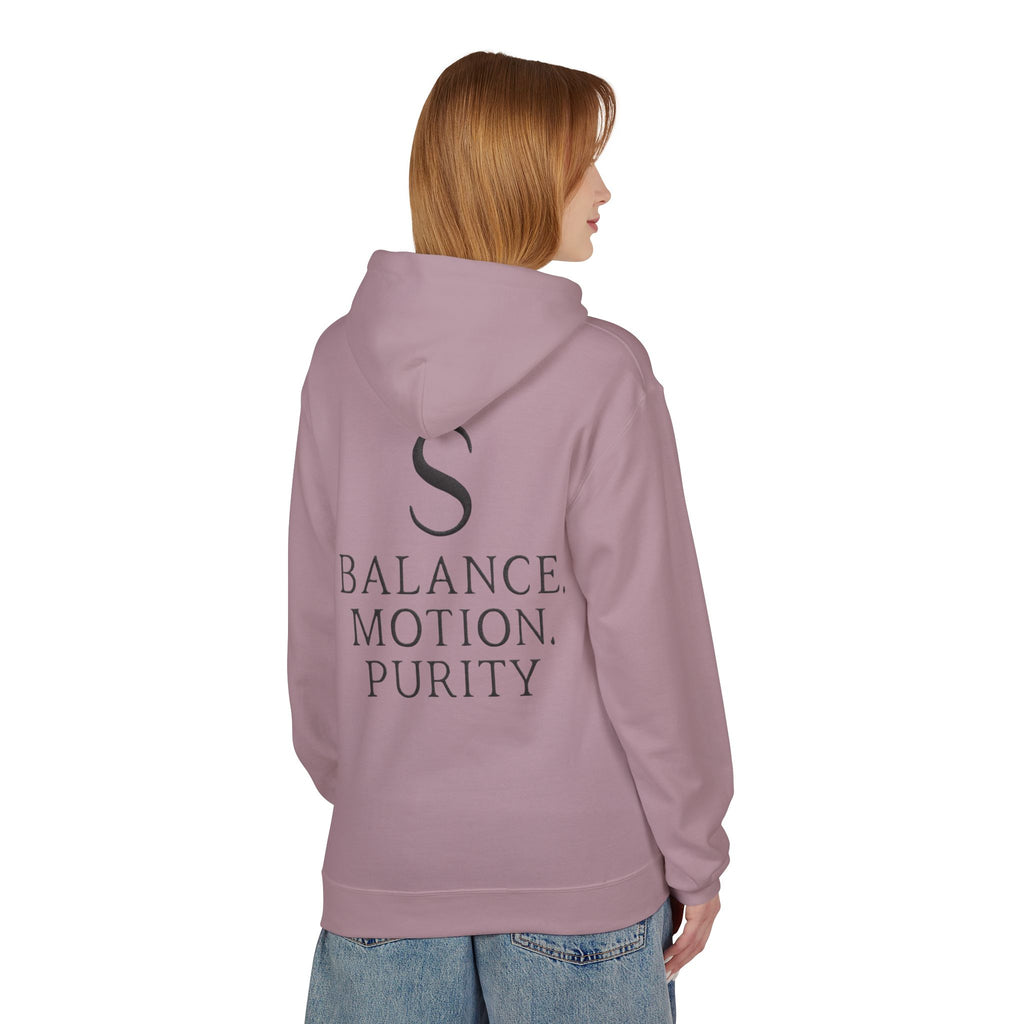Balance Motion Purity Hoodie — Minimalist Symbol Sweatshirt