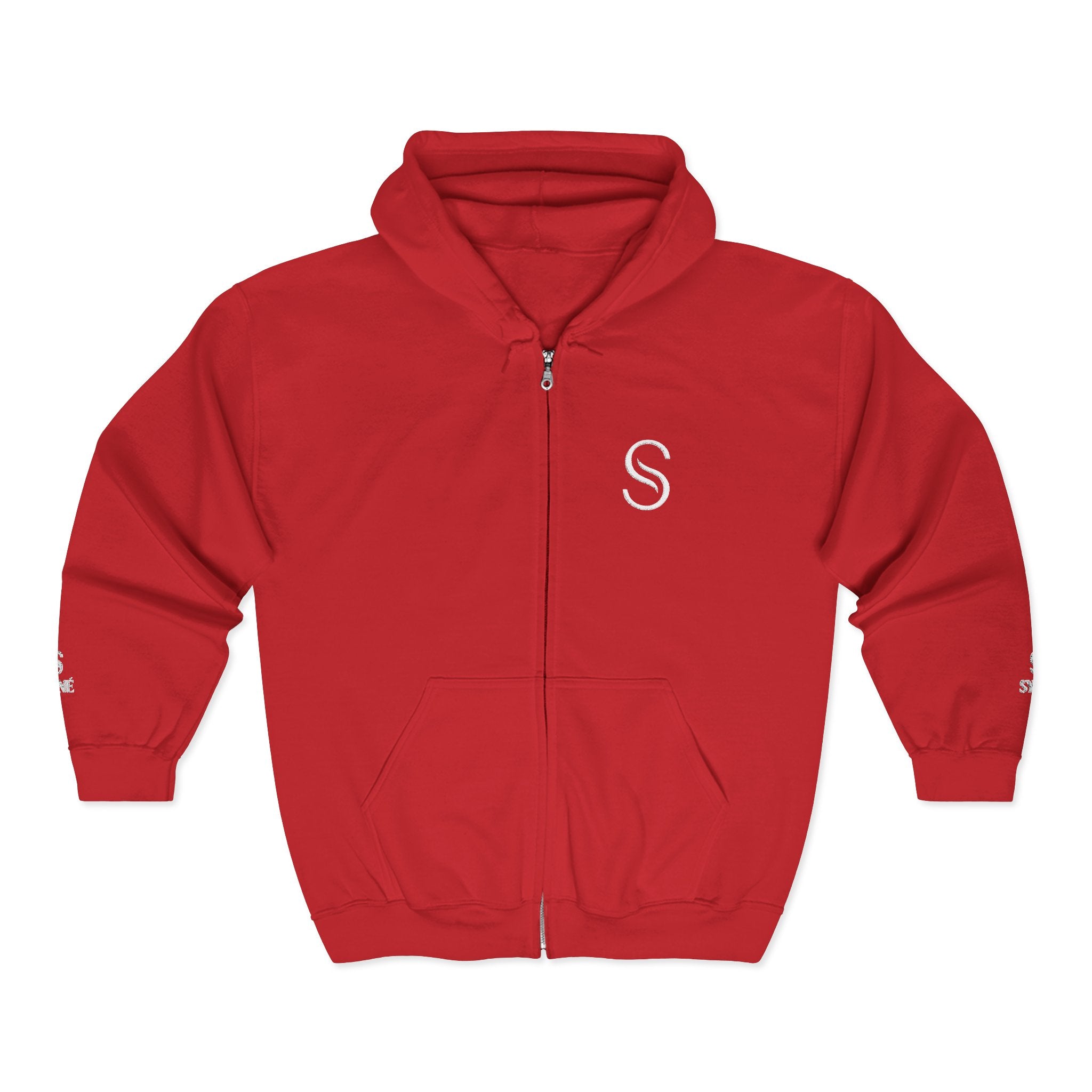 Monogram 'S' Full-Zip Hoodie — Personalized Minimalist Maroon Sweatshirt