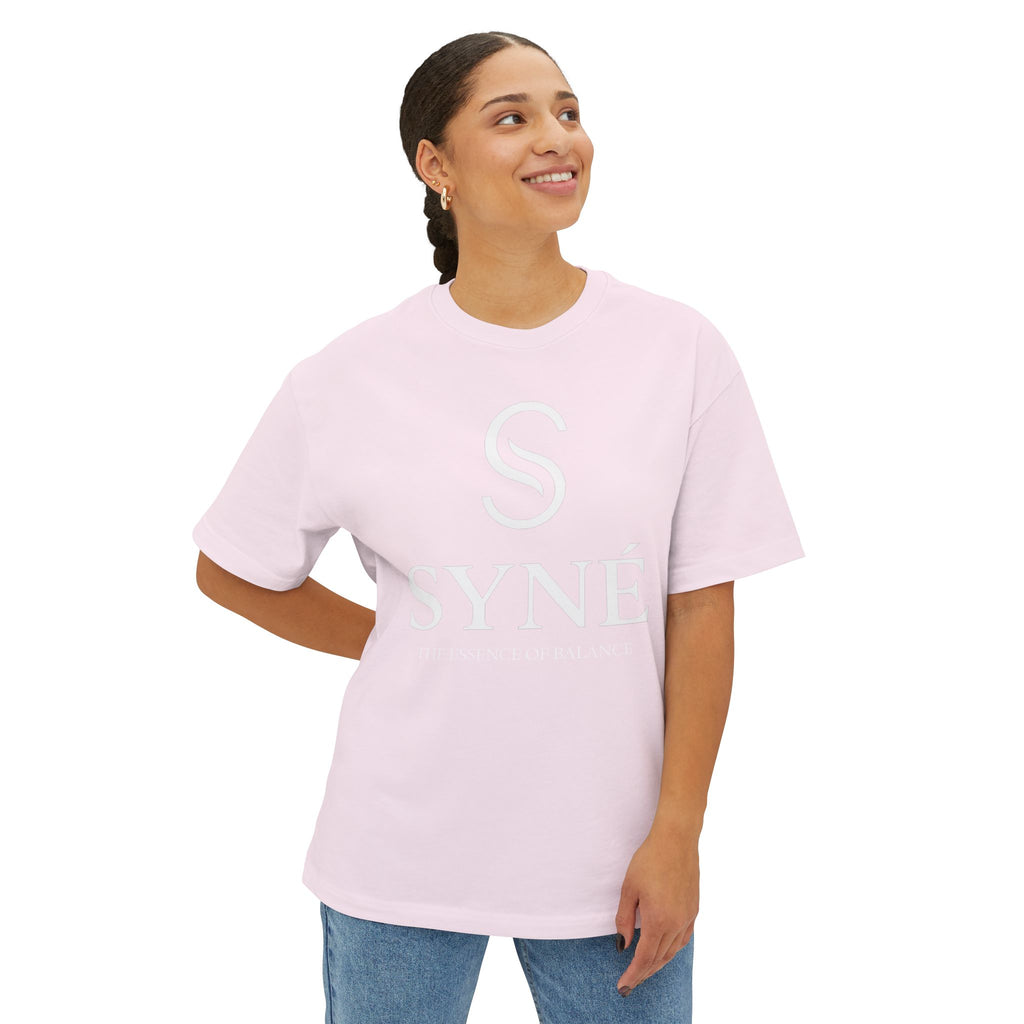 SYNE Minimal Logo Tee | Pink boxy t-shirt