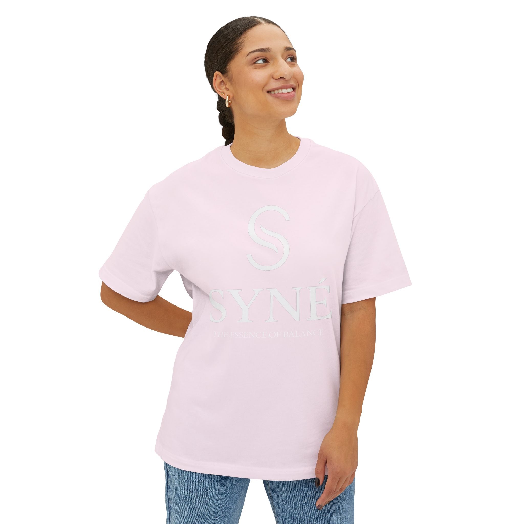 SYNE Minimal Logo Tee | Pink boxy t-shirt