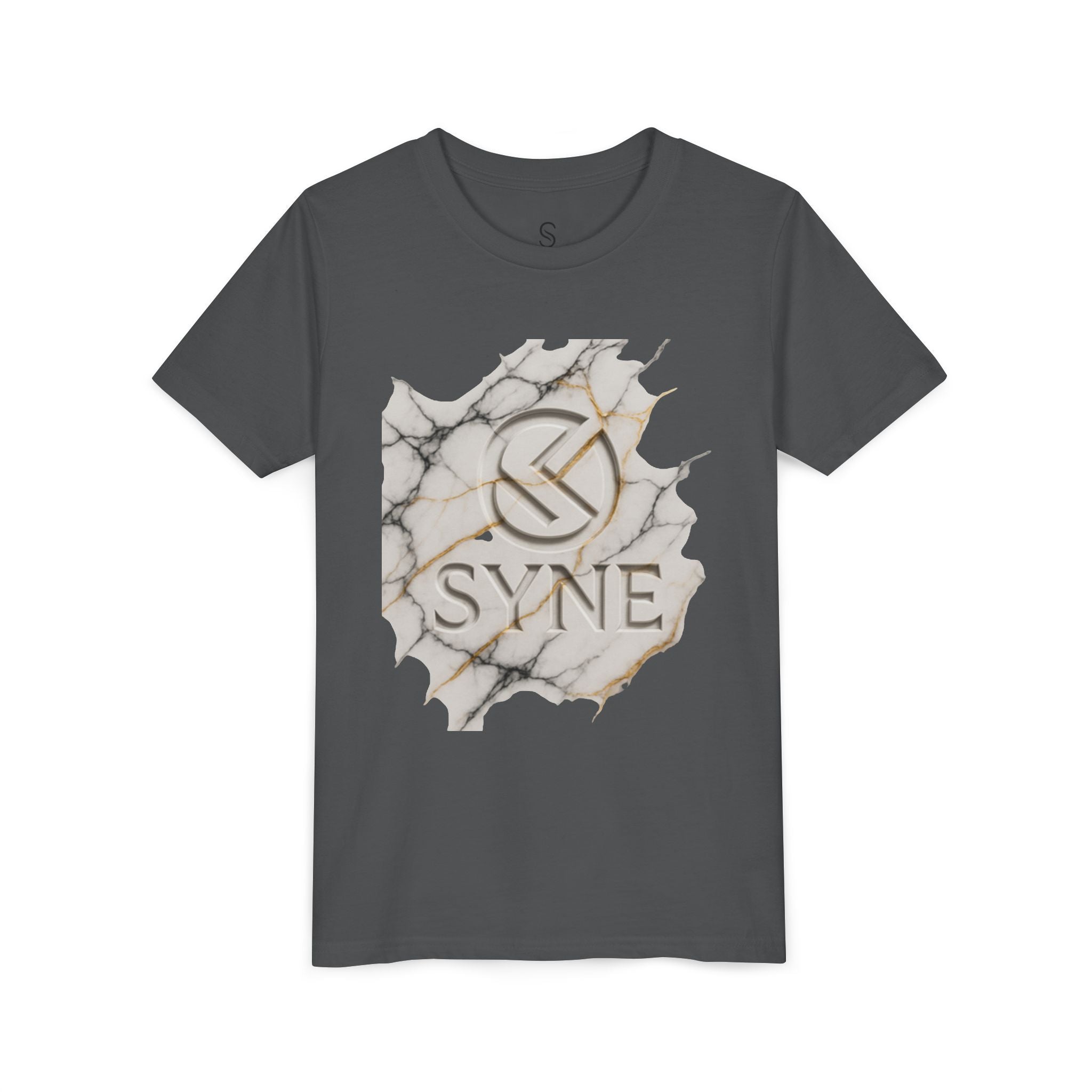 Youth Tee - Marble Gold SYNE Logo Graphic Shirt