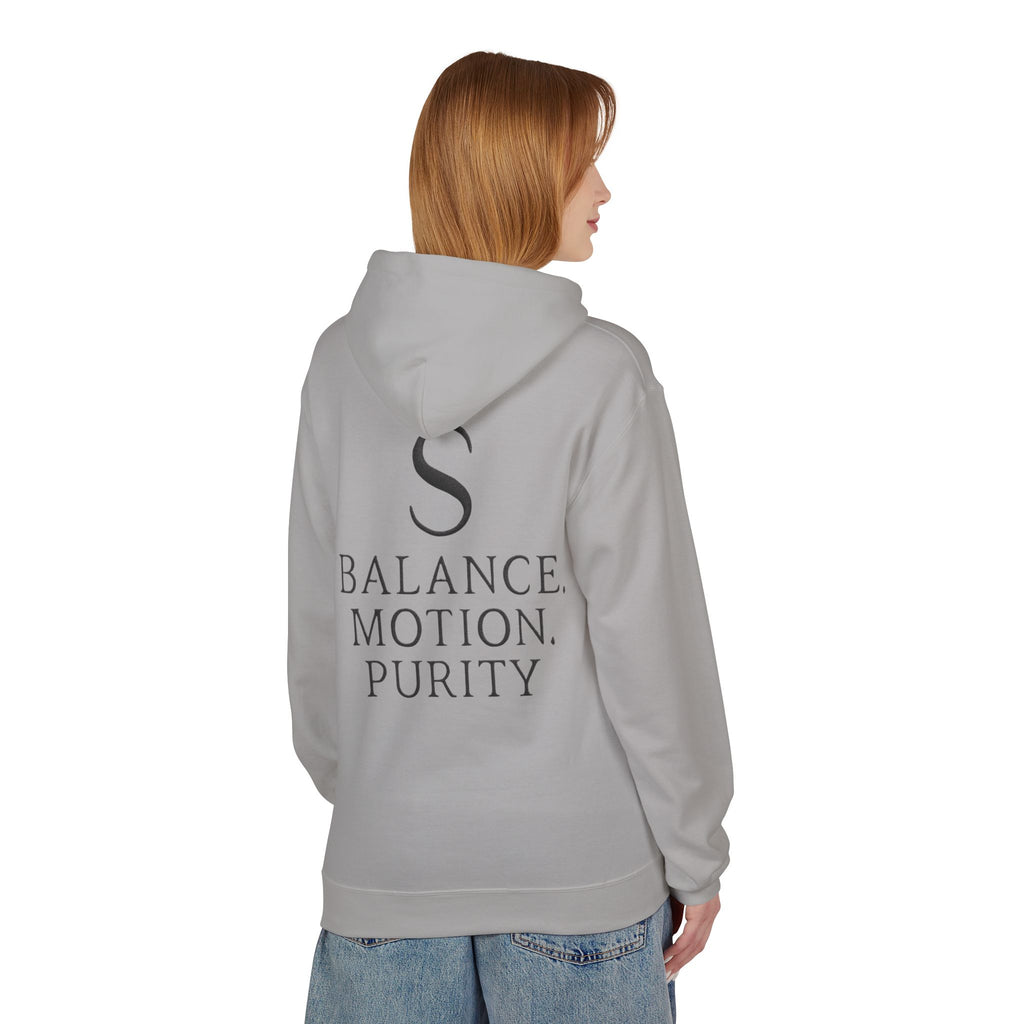 Balance Motion Purity Hoodie — Minimalist Symbol Sweatshirt