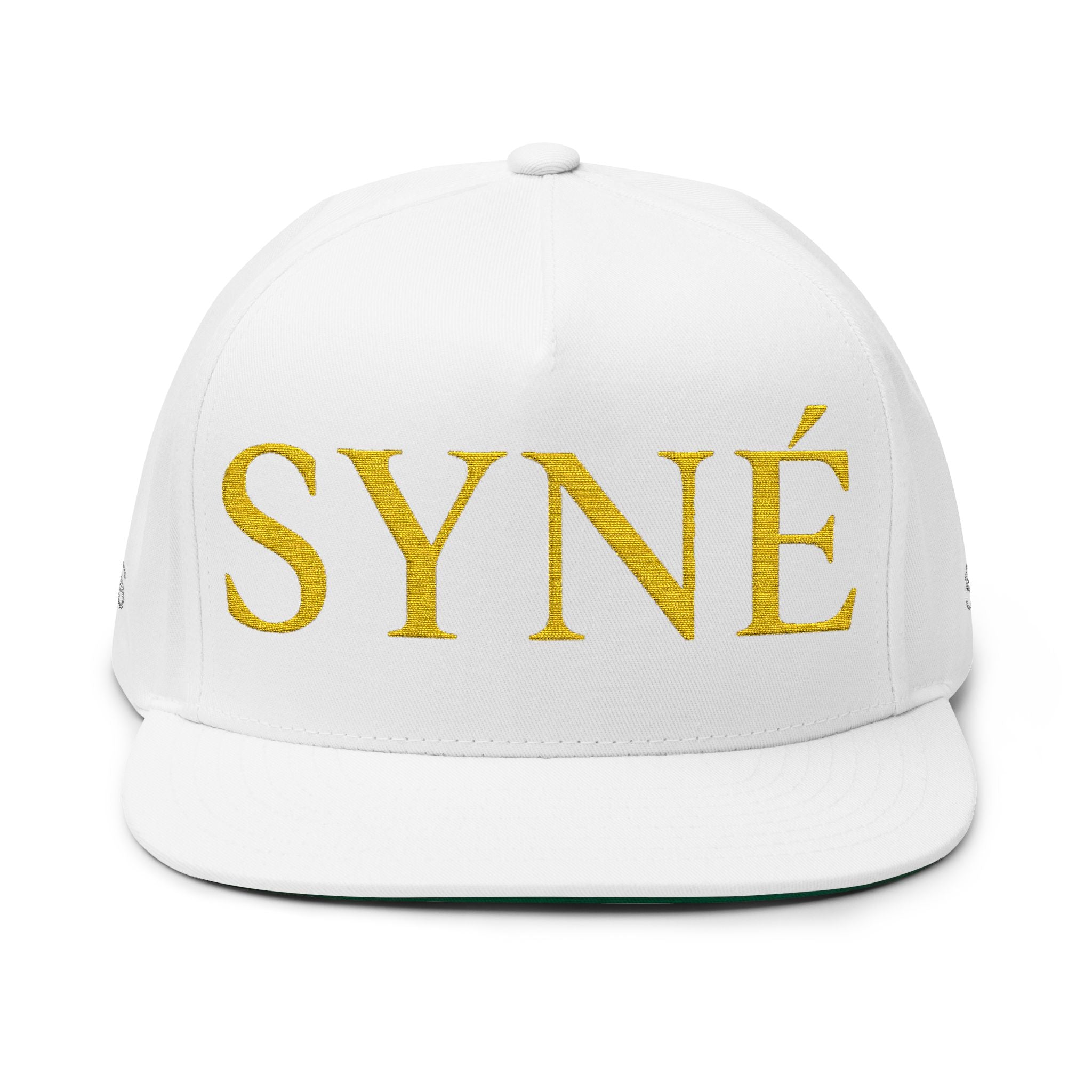 Flat Bill Cap — SYNÉ Embroidered Gold Logo Snapback