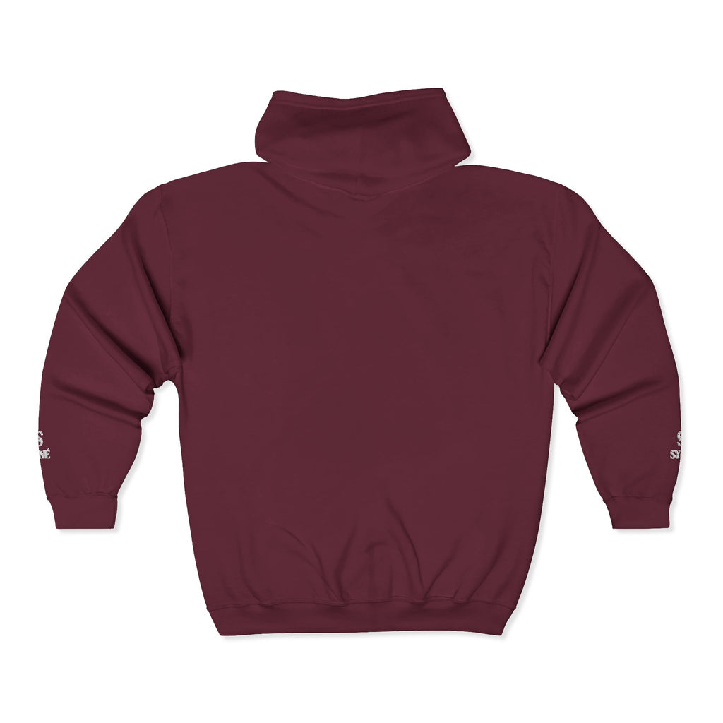 Monogram 'S' Full-Zip Hoodie — Personalized Minimalist Maroon Sweatshirt