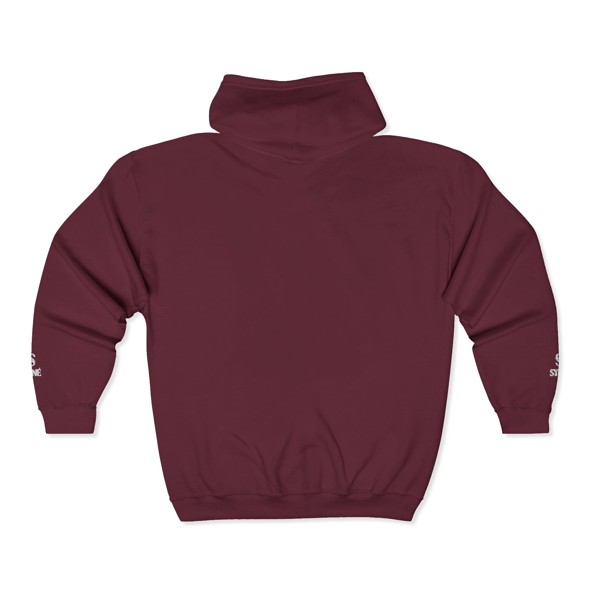 Monogram 'S' Full-Zip Hoodie — Personalized Minimalist Maroon Sweatshirt