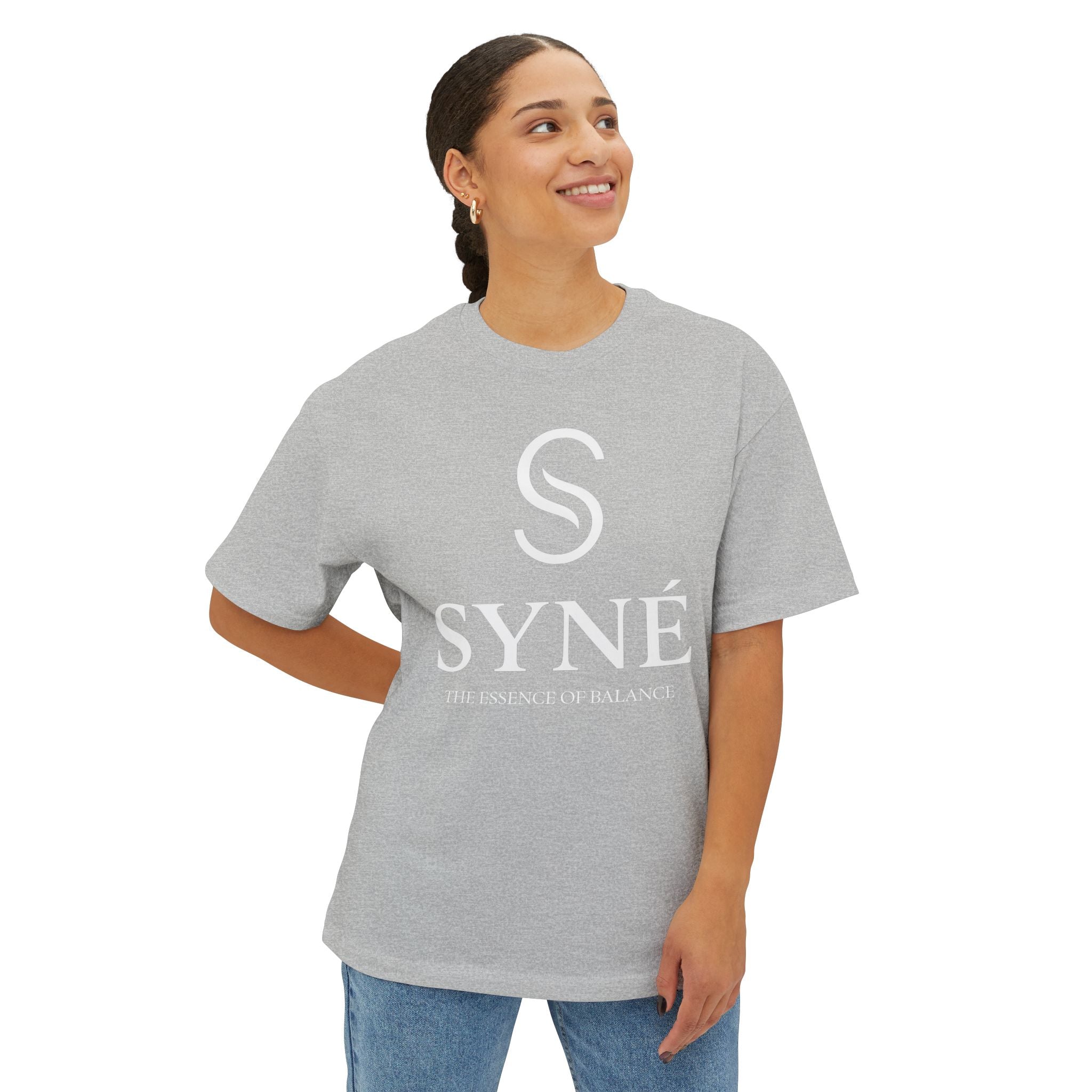 SYNE Minimal Logo Tee | Pink boxy t-shirt