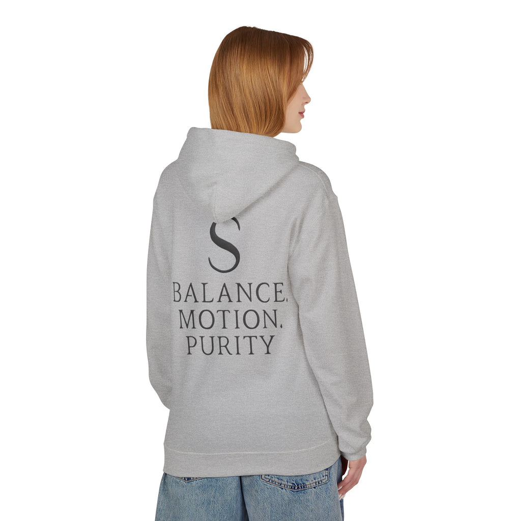 Balance Motion Purity Hoodie — Minimalist Symbol Sweatshirt